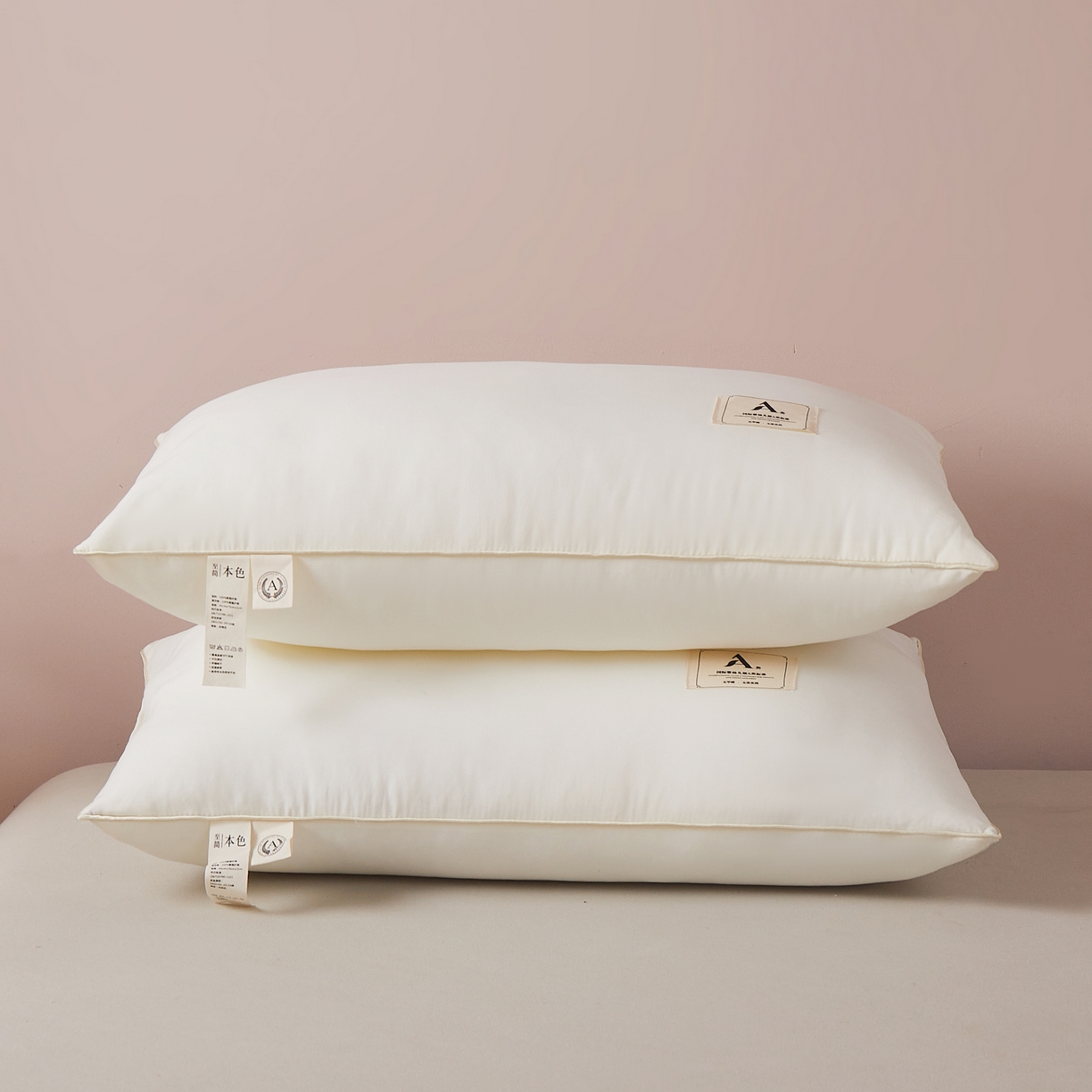 91家纺网 家纺一手货源 找家纺 凯森家纺 2024新款学生枕头枕芯单人枕芯羽丝绒酒店枕头 米色单边-单只装