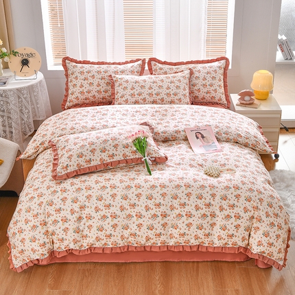 91家纺网 家纺一手货源 找家纺 梦精灵家纺 2025新款花边床单四件套 爱薇儿