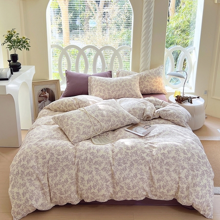 91家纺网 家纺一手货源 找家纺 于果 2024新款全棉双层纱四件套 瑞莎