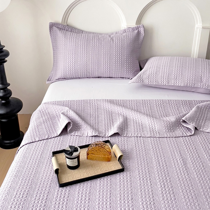 91家纺网 家纺一手货源 找家纺 沐纯家居 2024新款纯色天丝床盖 高贵紫