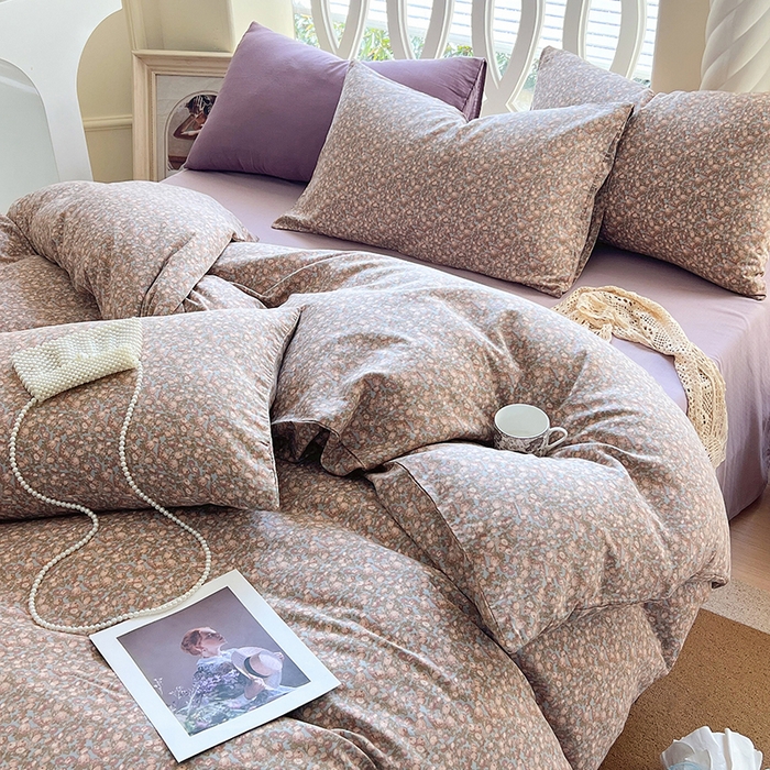 91家纺网 家纺一手货源 找家纺 于果 2024新款全棉双层纱四件套 故里(蓝)