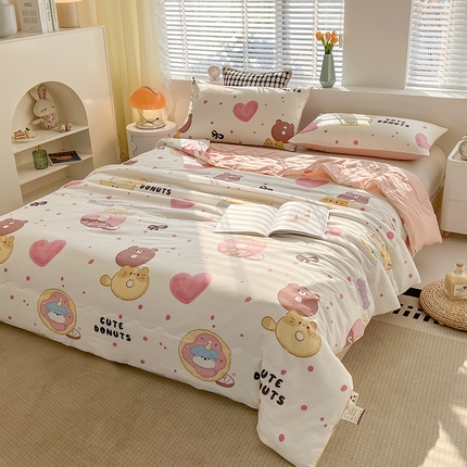 艺菲阁家纺 2024新款大豆蛋白水洗双层纱夏被 微笑甜甜圈