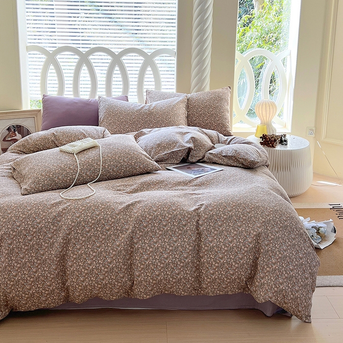 91家纺网 家纺一手货源 找家纺 于果 2024新款全棉双层纱四件套 故里(蓝)