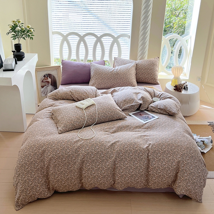 91家纺网 家纺一手货源 找家纺 于果 2024新款全棉双层纱四件套 故里(蓝)