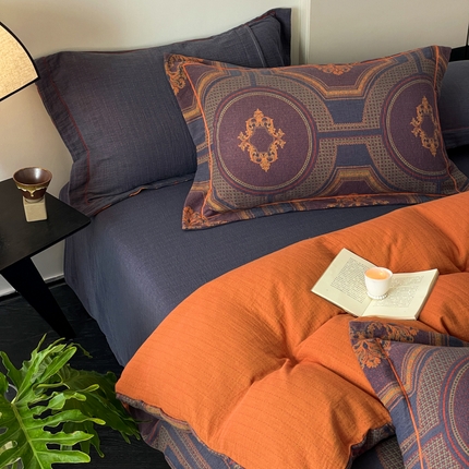 91家纺网 家纺一手货源 找家纺 （总）睡棉坊 2024新款全棉色织提花双层纱复古单床单