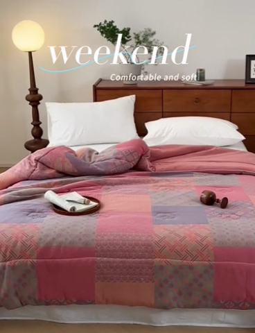 91家纺网 家纺一手货源 找家纺 （总）睡棉坊 2025新款全棉色织提花双层纱春秋被芯冬被