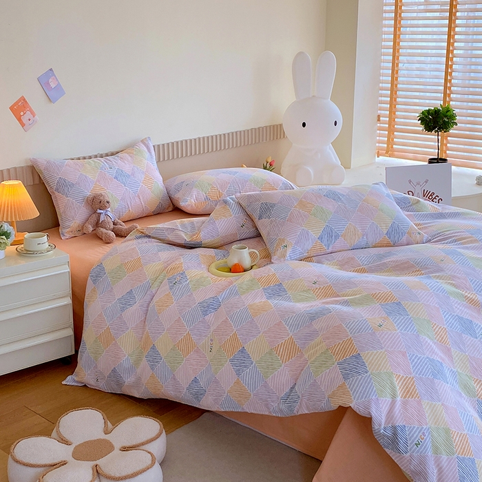 91家纺网 家纺一手货源 找家纺 于果 2024新款全棉双层纱四件套 卡莱尔