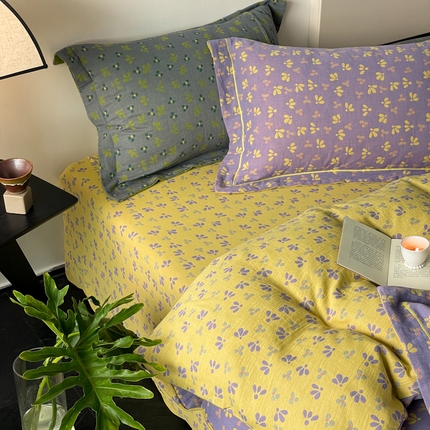 91家纺网 家纺一手货源 找家纺 （总）睡棉坊 2024新款全棉色织提花双层纱复古单床单