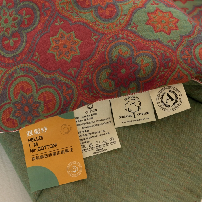 91家纺网 家纺一手货源 找家纺 睡棉坊 2025新款全棉色织提花双层纱春秋被芯冬被 百样