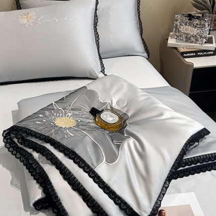 91家纺网 家纺一手货源 找家纺 （总）2024子由家居水洗真丝贴布绣花花边夏被四件套