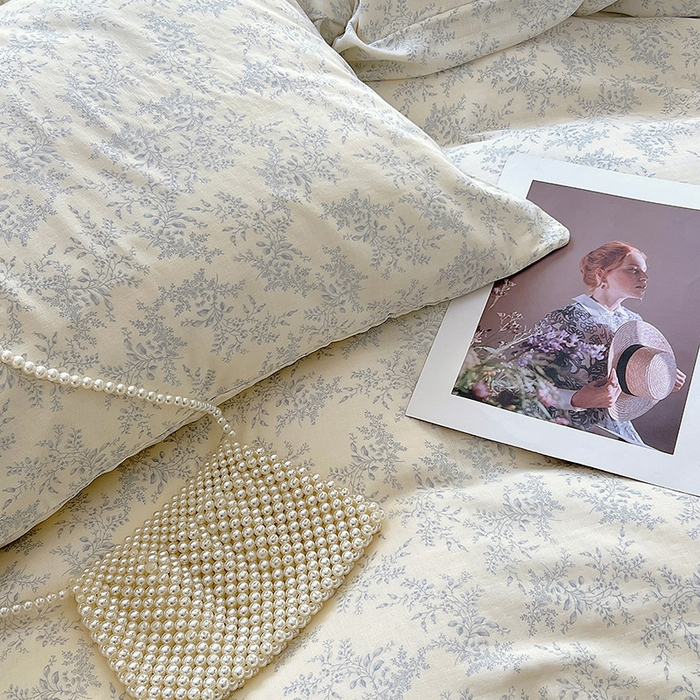 91家纺网 家纺一手货源 找家纺 于果 2024新款全棉双层纱四件套 瑞莎(灰)