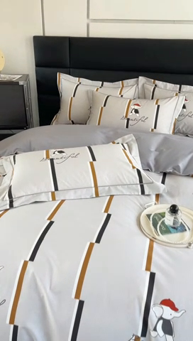 91家纺网 家纺一手货源 找家纺 7V 2024新款轻奢13376纯棉全棉喷气四件套 奔奔象