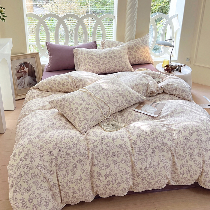 91家纺网 家纺一手货源 找家纺 于果 2024新款全棉双层纱四件套 瑞莎