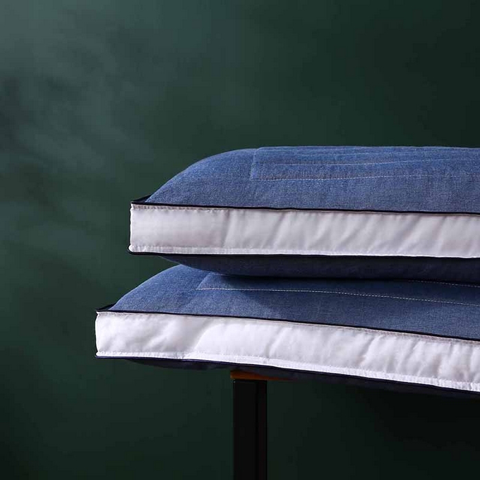 91家纺网 家纺一手货源 找家纺 沃兰国际 新款全棉水洗棉荞麦枕芯花草护颈枕头单人绗缝定型枕 琥珀蓝