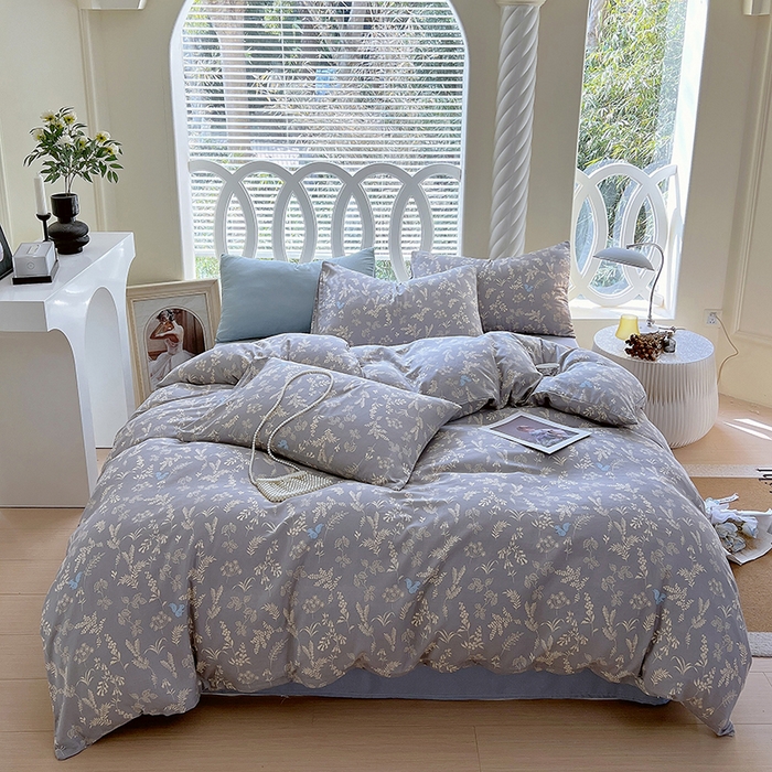 91家纺网 家纺一手货源 找家纺 于果 2024新款全棉双层纱四件套 清筱