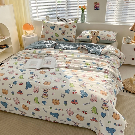 艺菲阁家纺 2024新款大豆蛋白水洗双层纱夏被 狂欢派对