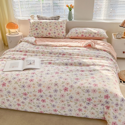 91家纺网 家纺一手货源 找家纺 艺菲阁家纺 2024新款大豆蛋白水洗双层纱夏被 一束温柔