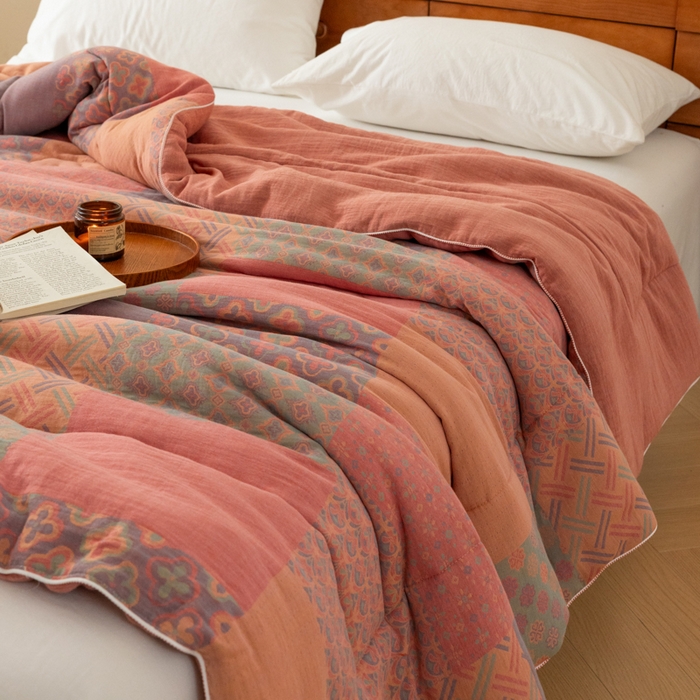 91家纺网 家纺一手货源 找家纺 （总）睡棉坊 2025新款全棉色织提花双层纱春秋被芯冬被