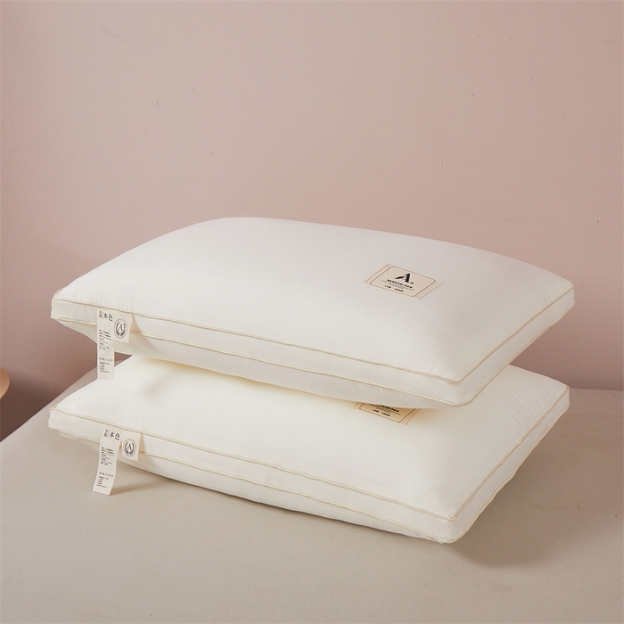 91家纺网 家纺一手货源 找家纺 凯森家纺 2024新款学生枕头枕芯单人枕芯羽丝绒酒店枕头 米色立体边-单只装