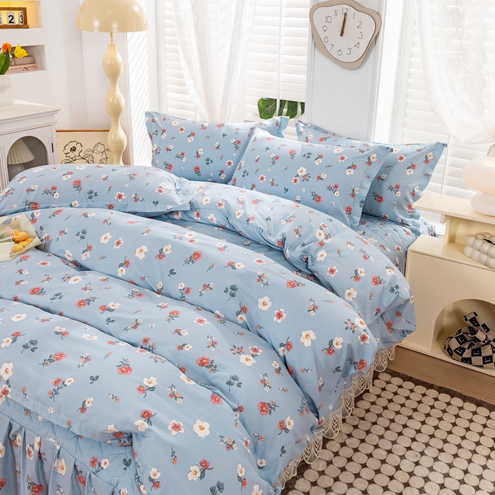 91家纺网 家纺一手货源 找家纺 （总）琉宿家纺 2025新款全棉13372蕾丝夹棉印花床裙