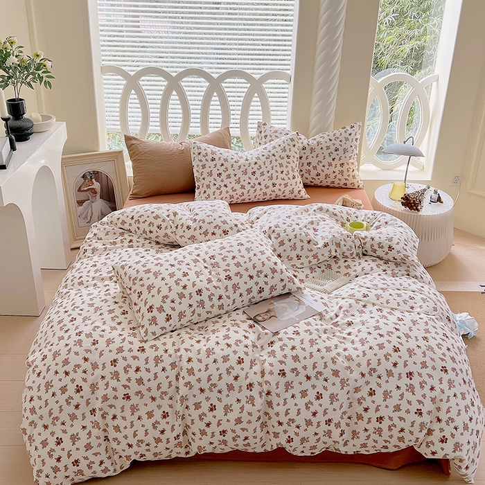 91家纺网 家纺一手货源 找家纺 于果 2024新款全棉双层纱四件套 花拾