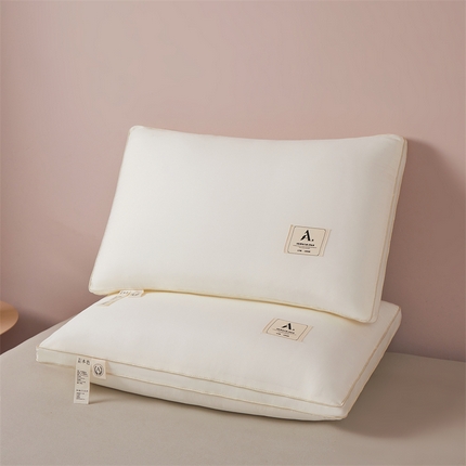 凯森家纺 2024新款学生枕头枕芯单人枕芯羽丝绒酒店枕头 米色立体边-单只装