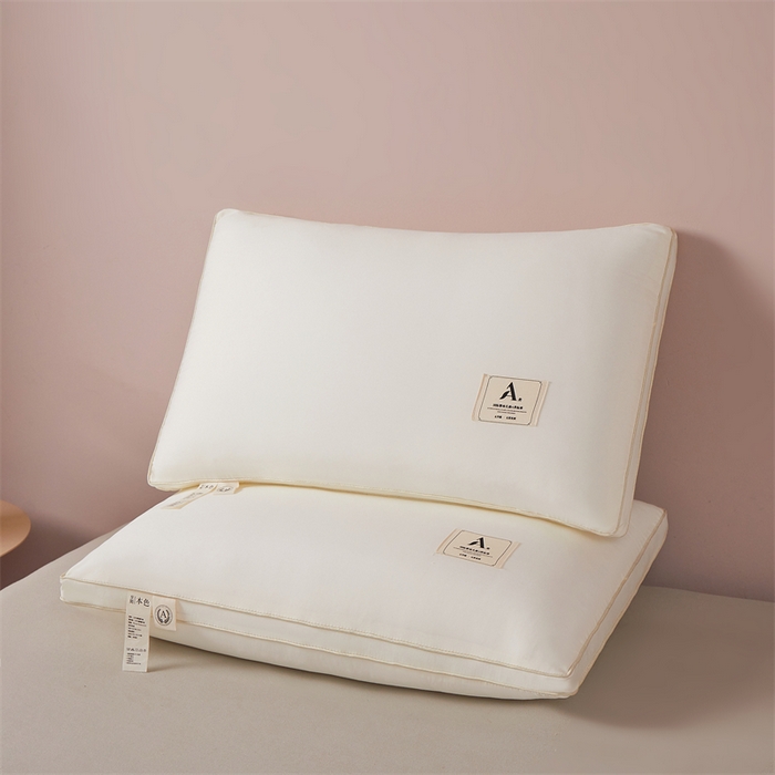 91家纺网 家纺一手货源 找家纺 凯森家纺 2024新款学生枕头枕芯单人枕芯羽丝绒酒店枕头 米色立体边-单只装