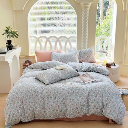 91家纺网 家纺一手货源 找家纺 于果 2024新款全棉双层纱四件套 束漫