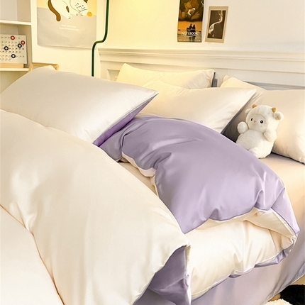 91家纺网 家纺一手货源 找家纺 （总）古吉梦 2024新款水洗真丝纯色双拼四件套-臻系列