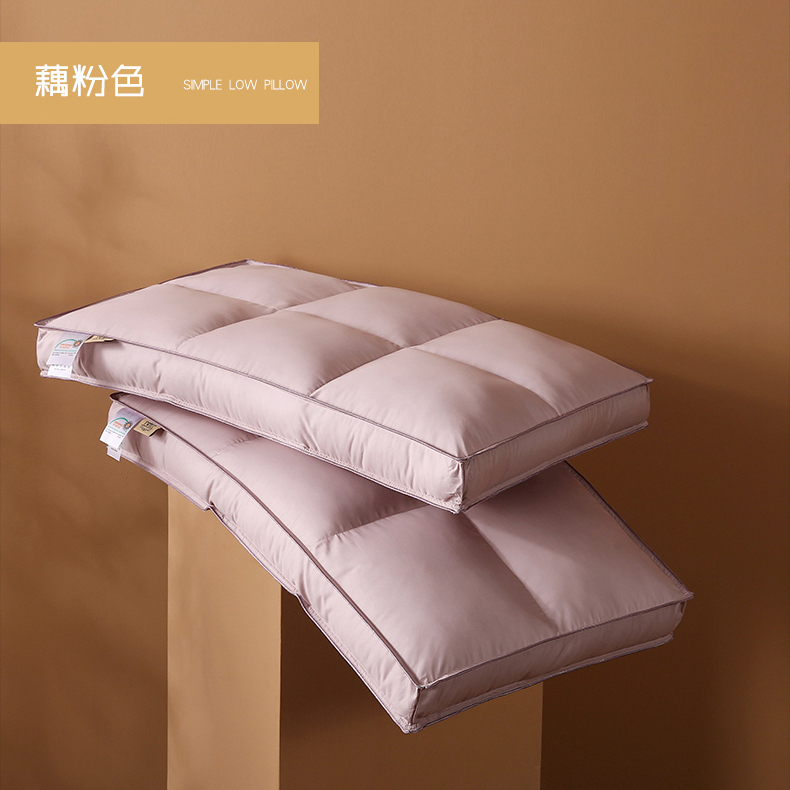91家纺网 家纺一手货源 找家纺 （总）沃兰国际 全棉60S贡缎六宫格分区定型绗缝羽丝绒枕头护颈枕芯单人舒适枕