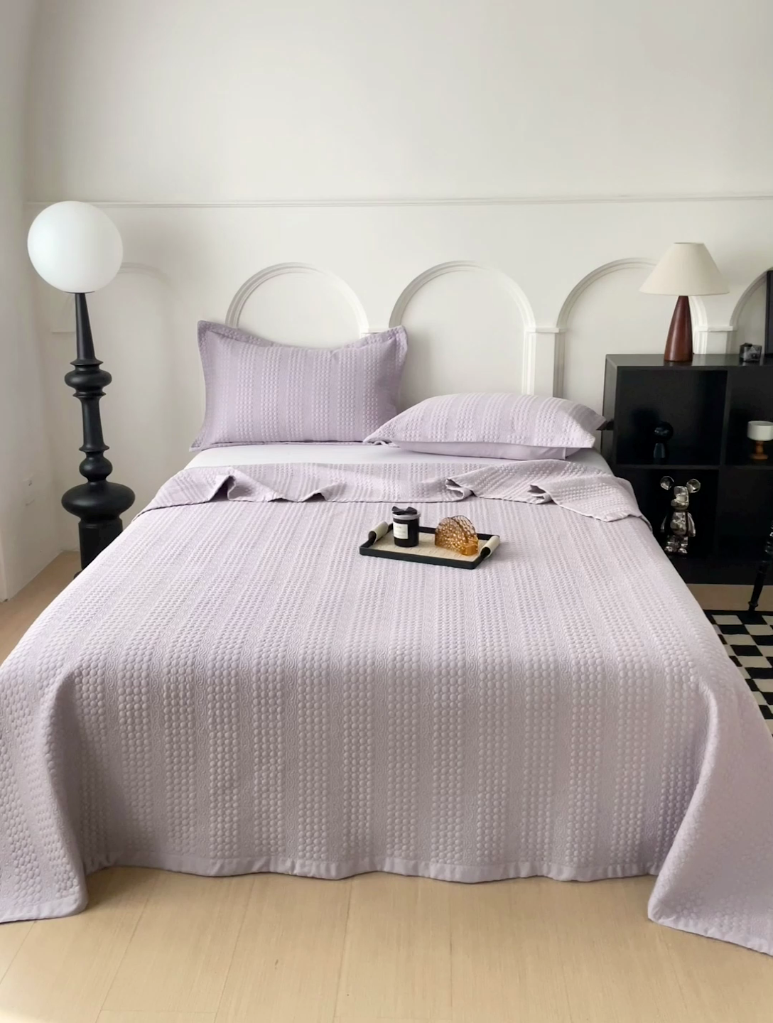 91家纺网 家纺一手货源 找家纺 沐纯家居 2024新款纯色天丝床盖 高贵紫