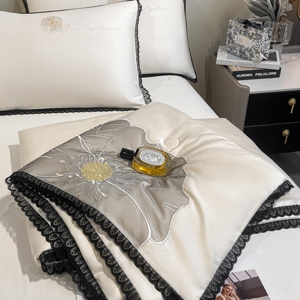 91家纺网 家纺一手货源 找家纺 （总）2024子由家居水洗真丝贴布绣花花边夏被四件套