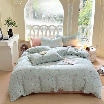 于果 2024新款全棉双层纱四件套 语沫