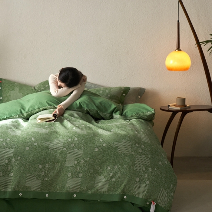 91家纺网 家纺一手货源 找家纺 安莱生活 2024年新品高端双层纱大提花工艺款缤纷花妍纽扣款 缤纷花妍纽扣款-嫩绿