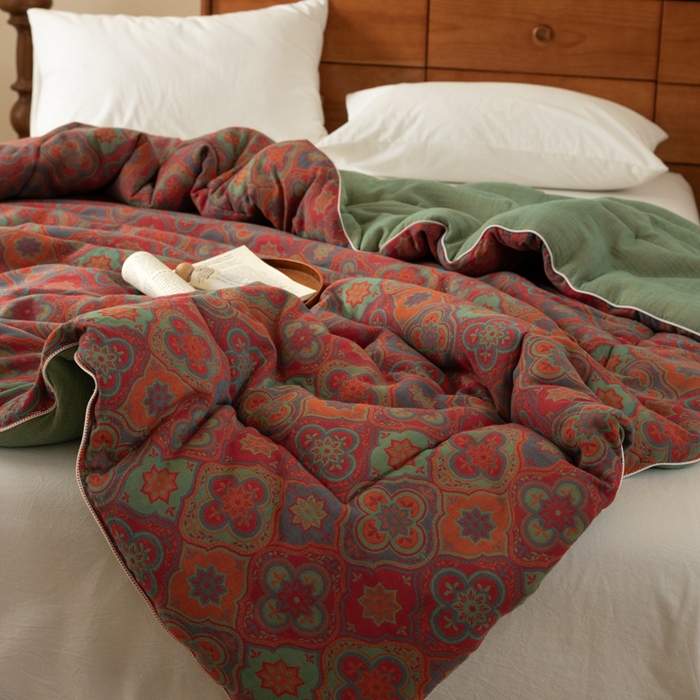 91家纺网 家纺一手货源 找家纺 睡棉坊 2025新款全棉色织提花双层纱春秋被芯冬被 百样