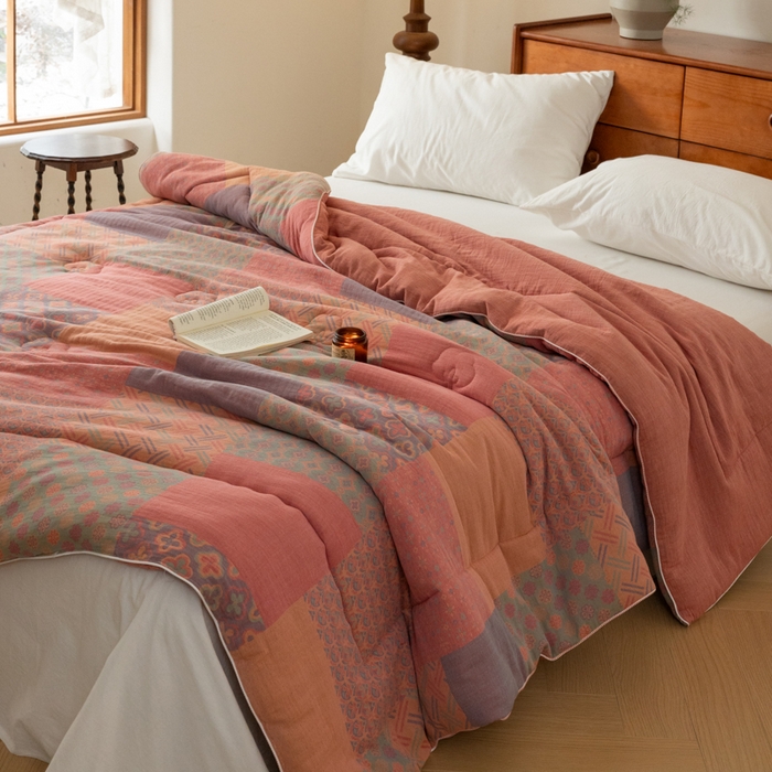 91家纺网 家纺一手货源 找家纺 （总）睡棉坊 2025新款全棉色织提花双层纱春秋被芯冬被