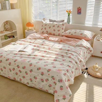 91家纺网 家纺一手货源 找家纺 （总）艺菲阁家纺 2024新款大豆蛋白水洗双层纱夏被