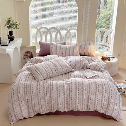 于果 2024新款全棉双层纱四件套 黎笙