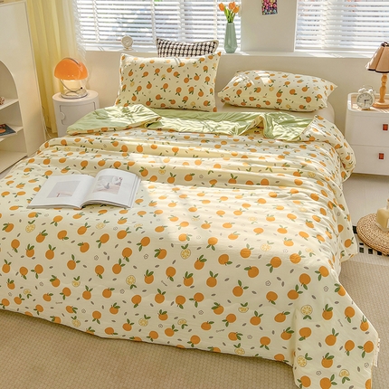 艺菲阁家纺 2024新款大豆蛋白水洗双层纱夏被 小橘子