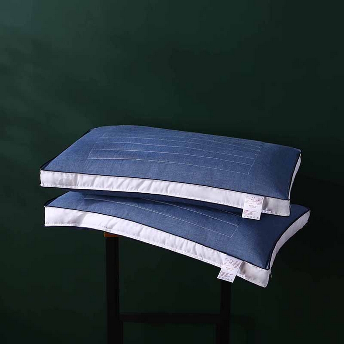 91家纺网 家纺一手货源 找家纺 沃兰国际 新款全棉水洗棉荞麦枕芯花草护颈枕头单人绗缝定型枕 琥珀蓝