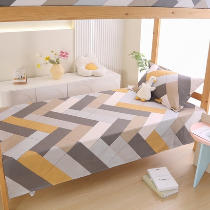 凯森家纺 2024新款全棉13372学生床单三件套直播代发 索格-咖