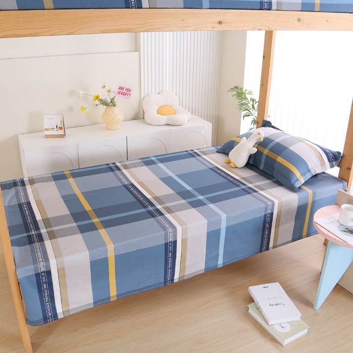 91家纺网 家纺一手货源 找家纺 凯森家纺 2024新款全棉13372学生床单三件套直播代发 卡乐-蓝