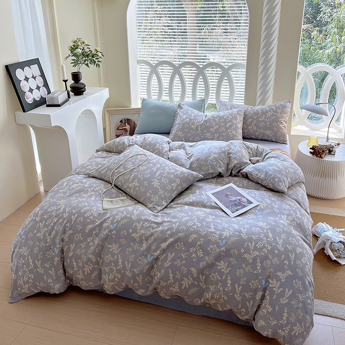 91家纺网 家纺一手货源 找家纺 于果 2024新款全棉双层纱四件套 清筱