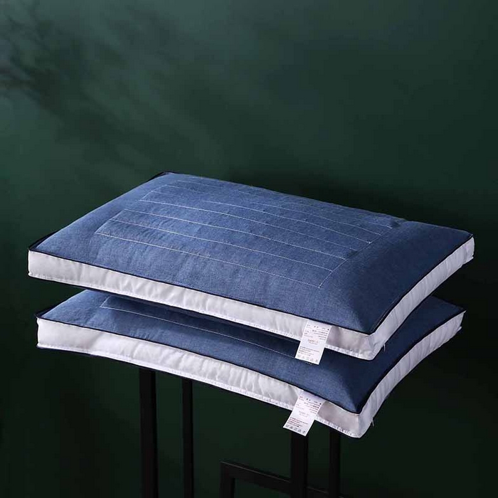 91家纺网 家纺一手货源 找家纺 沃兰国际 新款全棉水洗棉荞麦枕芯花草护颈枕头单人绗缝定型枕 琥珀蓝