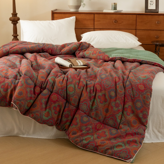 91家纺网 家纺一手货源 找家纺 睡棉坊 2025新款全棉色织提花双层纱春秋被芯冬被 百样