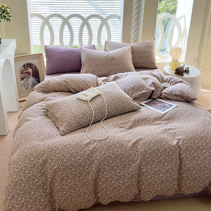 91家纺网 家纺一手货源 找家纺 于果 2024新款全棉双层纱四件套 故里(蓝)