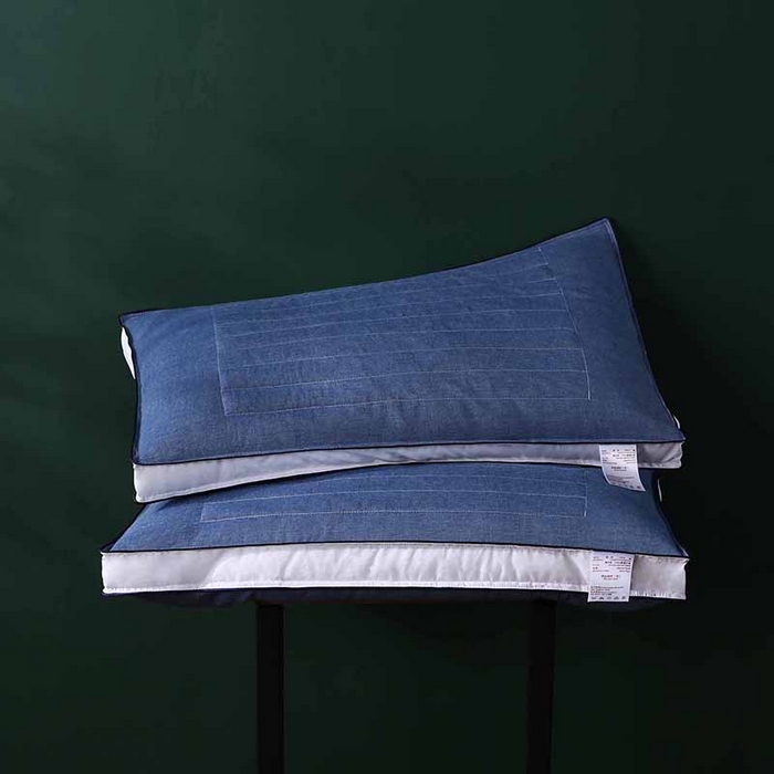 91家纺网 家纺一手货源 找家纺 沃兰国际 新款全棉水洗棉荞麦枕芯花草护颈枕头单人绗缝定型枕 琥珀蓝