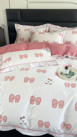 91家纺网 家纺一手货源 找家纺 7V 2024新款轻奢13376纯棉全棉喷气四件套 可爱萌宠