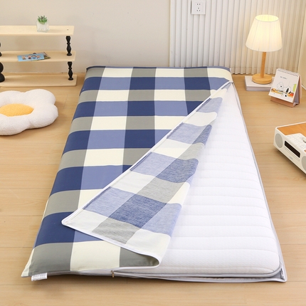 凯森家纺 2024新款13372全棉床垫套学生床笠套单品褥子套懒人垫子套90x190学生上下铺宿舍寝室 格调蓝