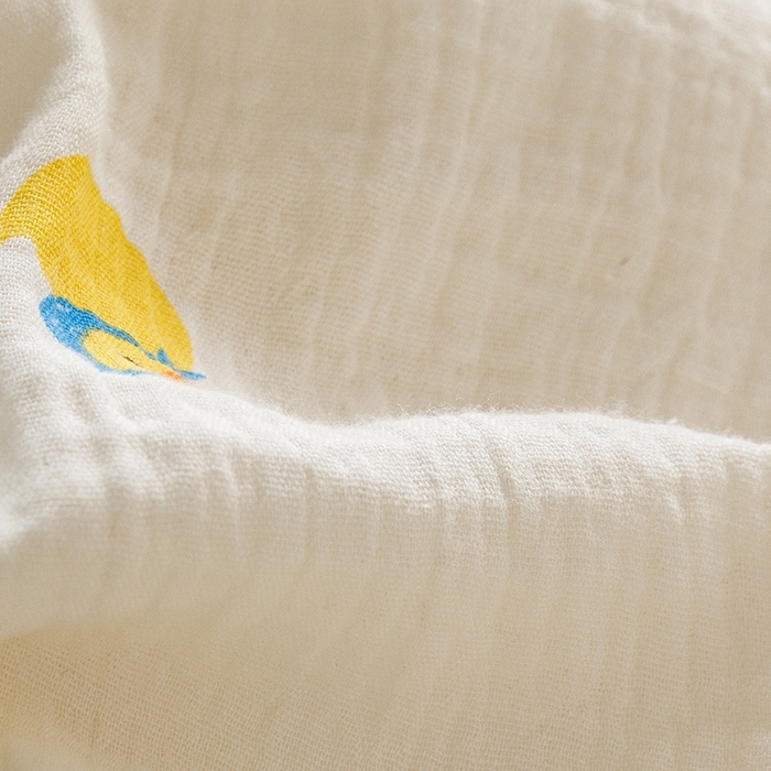 91家纺网 家纺一手货源 找家纺 蜜柚 2024新款全棉双层皱皱纱四件套 快乐鸭鸭